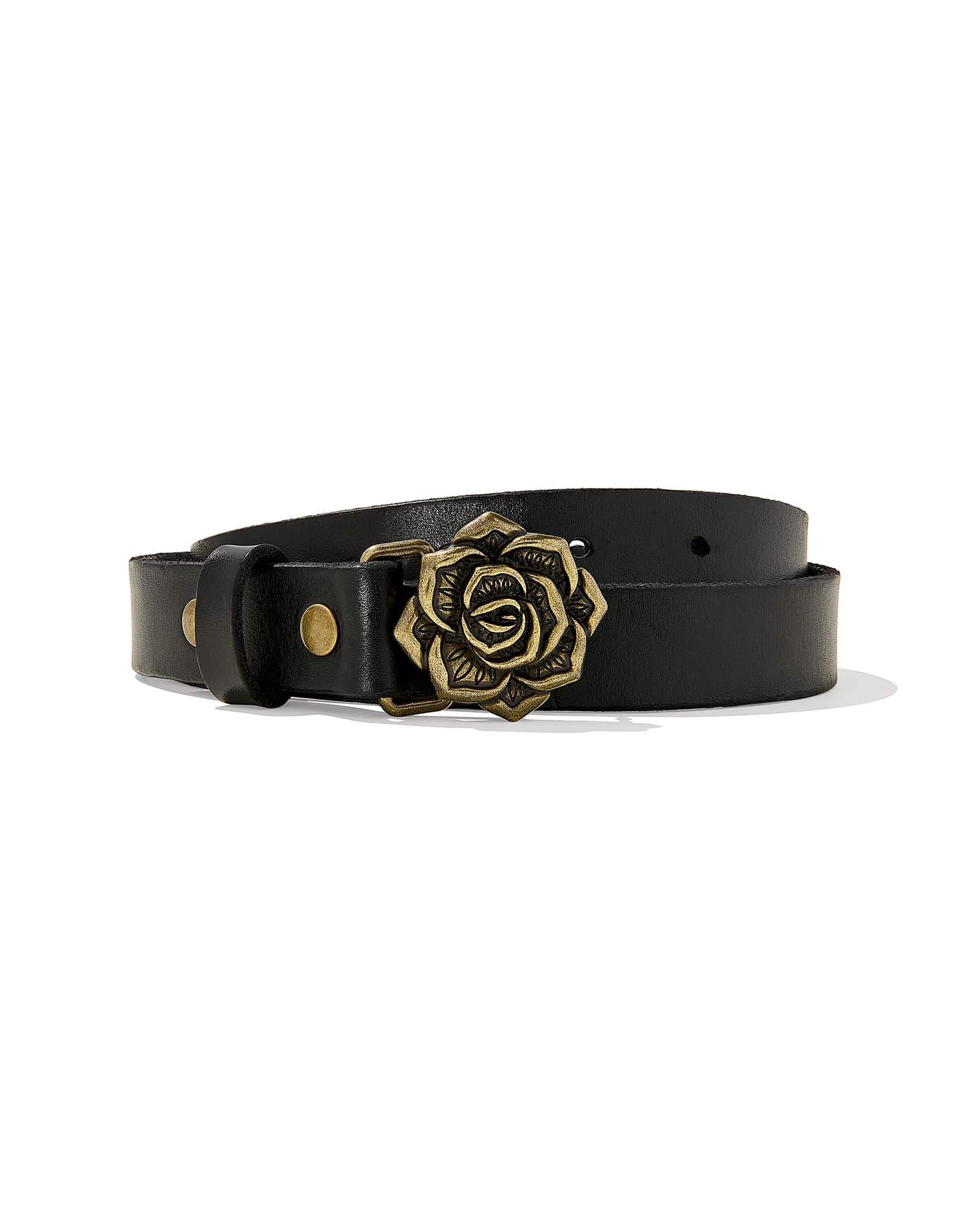 Kendra Scott Rose Buckle Belt in Black | Leather
